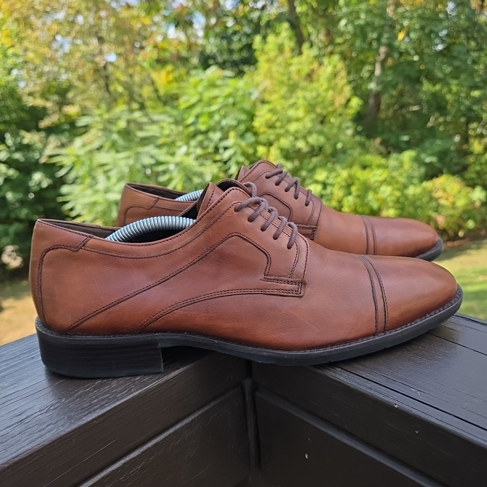 Johnston & Murphy Cap Toe Tan Sheepskin Men's Size 10M Dress Oxford Shoe 20-1276